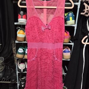Sourpuss Vibrant Pink Lace Dress. Size XL